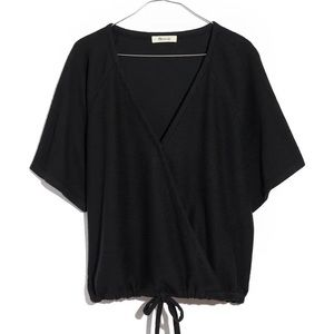 Madewell Drapey Ottoman Jacquard Faux Wrap Top